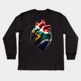 South African Flag Heart Kids Long Sleeve T-Shirt